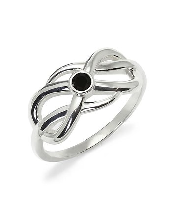 Infinity - Srebrny pierścionek  z czarnym onyksem, Kuźnia Srebra