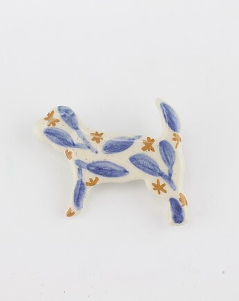 Broszka ceramiczna pies malowany, m2k studio