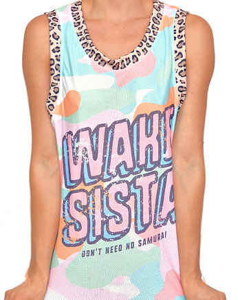 Wake Sista Mesh Tank Top Sample, DONT NEED NO SAMURAI