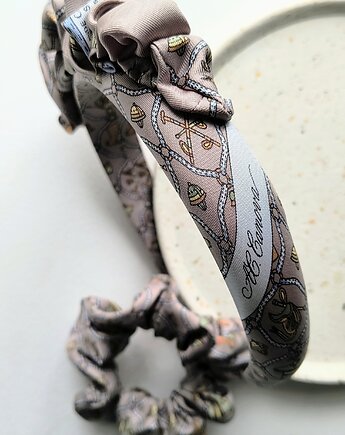 Opaska Asymetryczna Beżowa ze scrunchie, nanowoshop