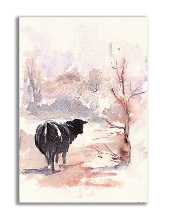 Akwarela ręcznie malowana "Zimowy spokój", Galeria Alma