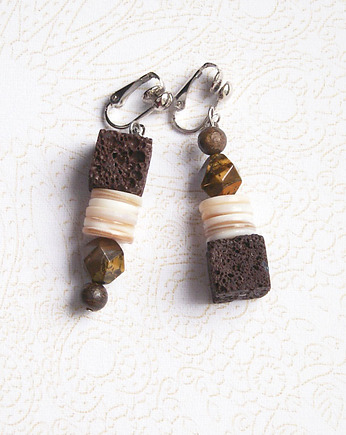 UNIKATOWE asymetryczne klipsy, kaktusia