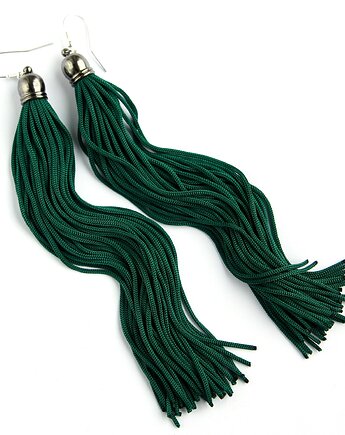 Kolczyki XL frędzle zielone chwosty, Mosca