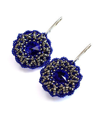 Majestic Blue III, kolczyki z kryształami Swarovskiego, beading, Sol