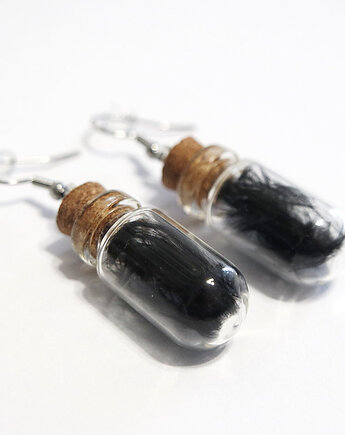 Kolczyki fiolki - czarne piórka, yenoo