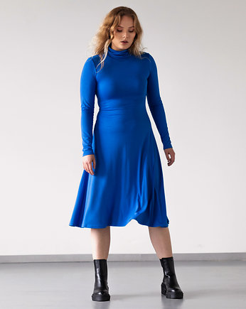 Sukienka wiskozową rozkloszowana niebieska, fADD