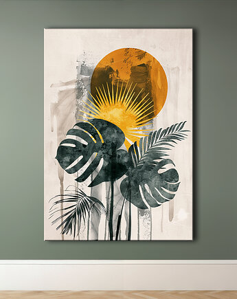 Monstera - Obraz na płótnie - Druk Blejtrama - Chiński Orient, Zen #63, Black Sapphire Art