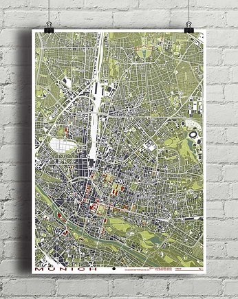Monachium - plakat kartograficzny, minimalmill