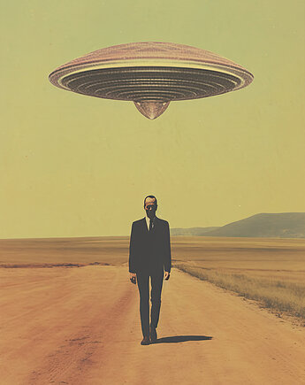 Plakat / Surrealistyczny Kolaż / UFO, balance