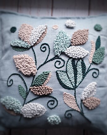 Poduszka minimalistyczna bawełna kwiaty liście japani Boho, PUCHAKI