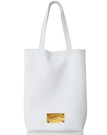 Biały worek ze skóry, modeMania