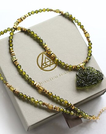 Naszyjnik z mołdawitem, oliwinem, tsaworytem, jadeitem, KEIT