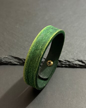 Bransoletka skórzana zielona przecieraną, Aurum Deluxe