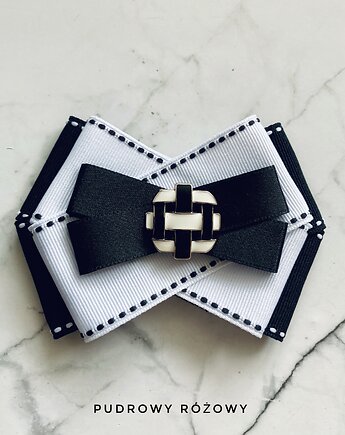 Brosza Black & White z ozdobą z szachownicy NEW, Pudrowy Różowy