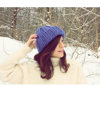 Chabrowa czapka  chunky beanie  z wełną, Mademoiselle Patrini