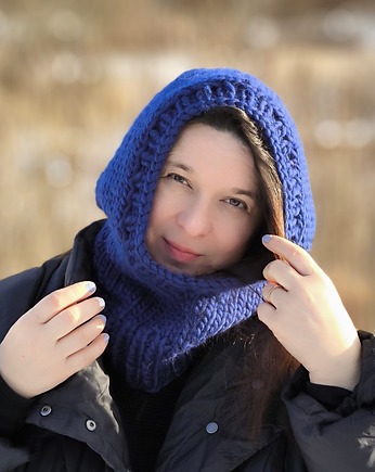Wełniana BALACLAVA Peruvian- ultramaryna, sploteka