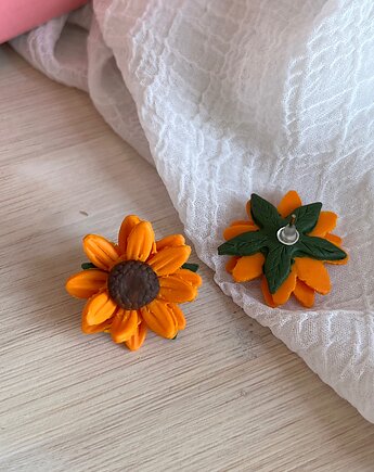 Kolczyki słoneczniki handmade Polska polimerowa glina, MariaPolymer