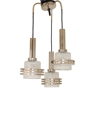Lampa wisząca Modern, lata 70, metal i szkło, 3xE27, Relikt design