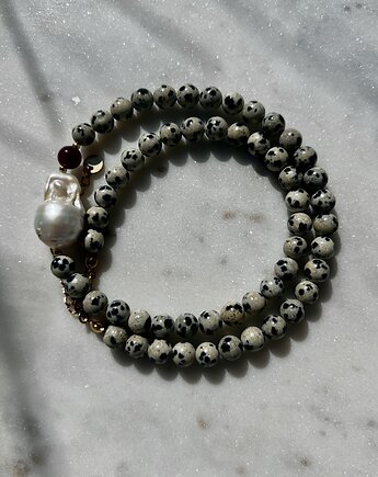 Jaspis dalmatyński i perła barokowa, Juicy Beads