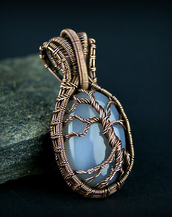 Wisiorek z agatem drzewo życia, Blue Pearl Art