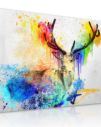OBRAZ NA PŁÓTNIE -  JELEŃ ABSTRAKCJA  120x80cm, LUdesign gallery