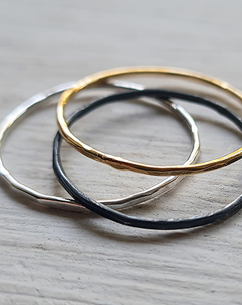 3 obrączki SLIM srebro, sr. złocone - komplet, COCONUT