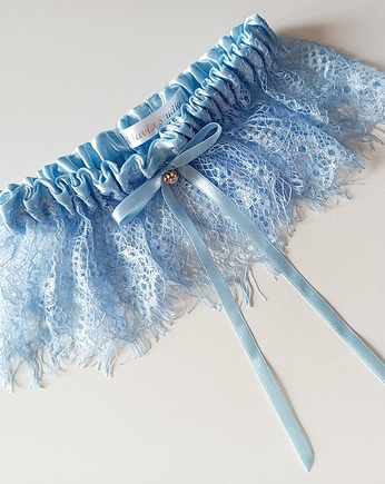 Koronkowa podwiązka ślubna Eliza Blue, Milavia Studio