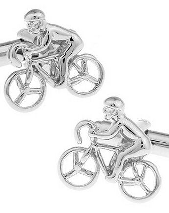 SPINKI DO MANKIETÓW srebrne rowerzysta rower kolarz, OSOBY - Prezent dla świadka