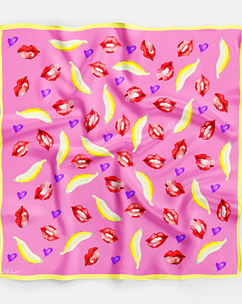 Lips & Bananas - apaszka jedwabna, Karolina Kierat