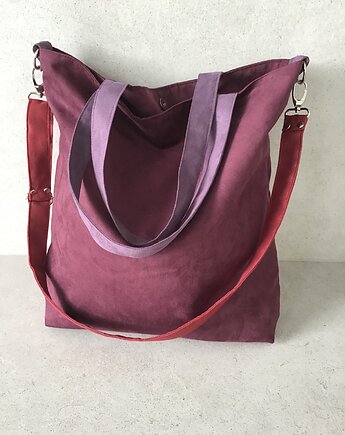 Torba na ramię XXL - oberżyna, wrzos, bordo, PRACOWNIA 166