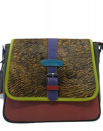 Torebka damska klasyczna na ramię skórzana pojemna klapka wzór OLIVKA, Olivka Warsaw