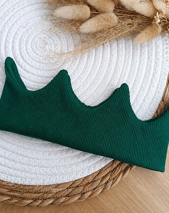 Opaska korona z prążkowanej bawełny - butelkowa zieleń, Moni Made of Natural Individuality