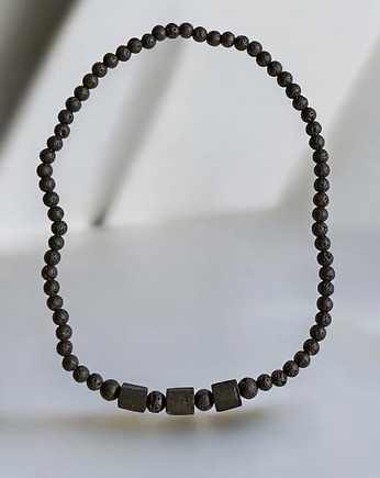 Naszyjnik MĘSKI : czarny turmalin & lawa, kaktusia