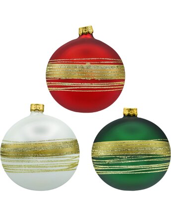 Bombki okrągłe ze złotymi pasami: 3 kolory, Syn Bombkarza