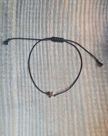 Złocona bransoletka STAR gwiazdka na sznurku czarny, COCONUT