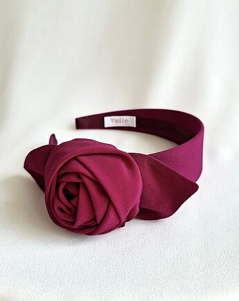 Jedwabna płaska opaska do włosów Fuksja Chic Rose - szerokość 4 cm, Volie Line