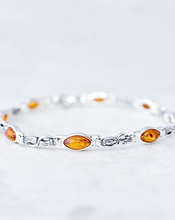 Elegancka Bransoletka z Bursztynu Bałtyckiego i Srebra Próby 925, Amber Charm