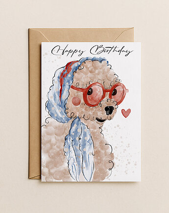 Kartka urodzinowa - z pieskiem w okularach, Mint In Paper