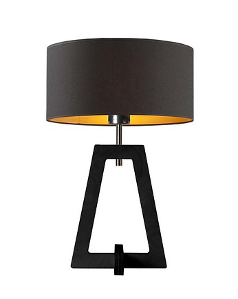 Czarna lampa stołowa drewniana do sypialni CLIO GOLD, LYSNE