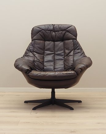 Fotel obrotowy skórzany, duński design, lata 60, H.W. Klein, Bramin, Przetwory design