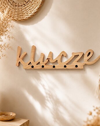 Wieszak na klucze, napis klucze, Drewniane dodatki
