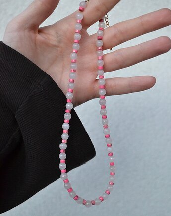 Choker z kryształu górskiego i różowego jaspisu, Messme