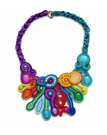 Kolorowy Bajkowiec - naszyjnik Soutache, Mró Soutache