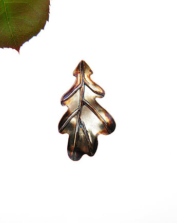 Dębowy listek duży - zawieszka srebrna brąz, VENUS GALERIA