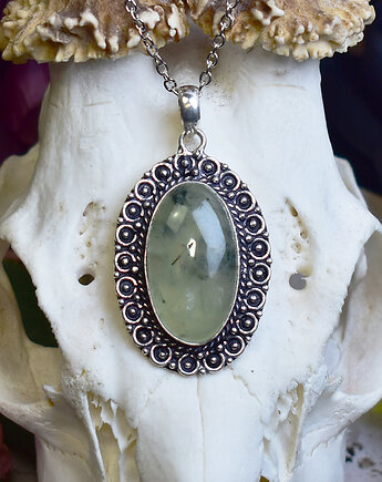 Miedziany posrebrzany wisiorek z prehnitem, Spirit Of Copper