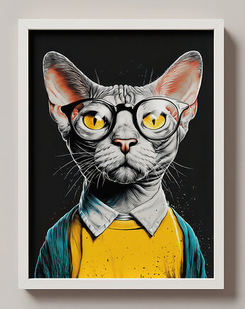 Grafika na plakacie Hipsterski kot, JBJart Justyna Jaszke