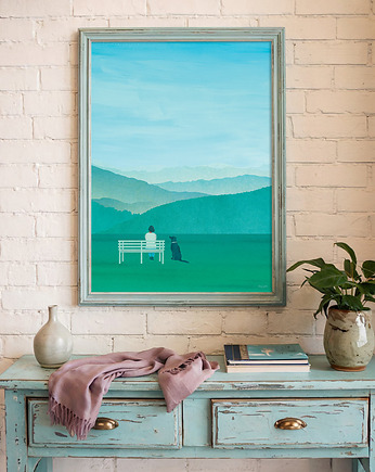 Plakat góry - zielona łąka / Górska panorama, minimalmill