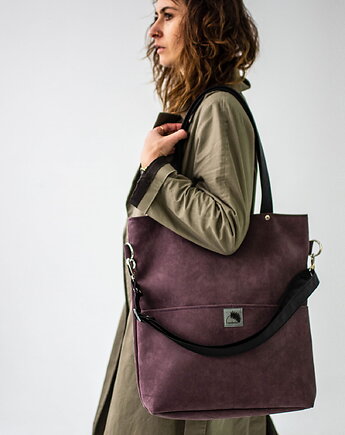 Torba z wodoodpornego nubuku w kolorze śliwkowym, Karolina Audycka