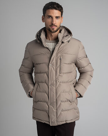 Zimowa kurtka męska recale beżowa, BORGIO