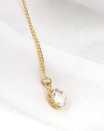 Minimalistyczny złoty naszyjnik z kryształem górskim w stylu Vintage, Blooming Stones